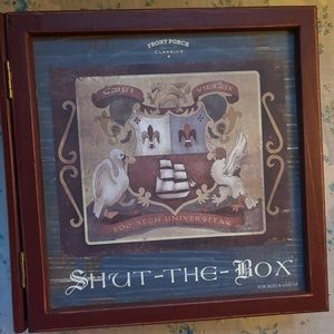 Vintage Front Porch Wooden Box Game-“Shut-The-Box.” Used.